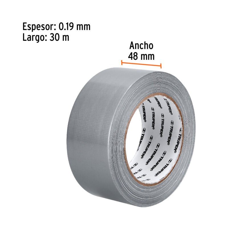 CDU-30XFC2.jpg Código: 12587 Cinta para ducto 30m x 48mm, espesor 0.19mm, Truper CDU-30X