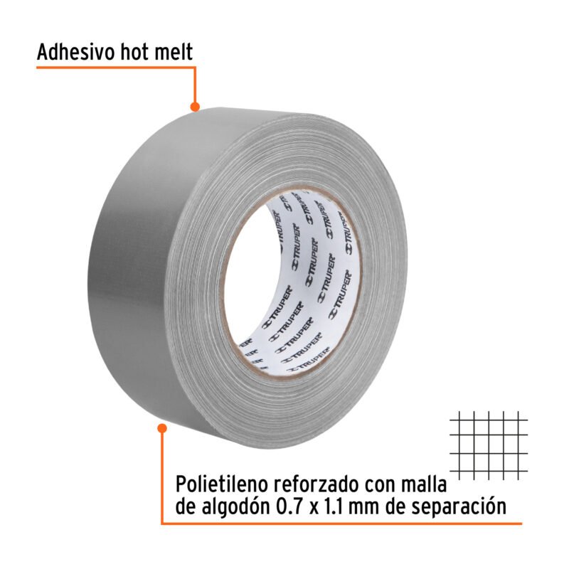 CDU-50XFC1.jpg Código: 12588 Cinta para ducto 50m x 48mm, espesor 0.19mm, Truper CDU-50X