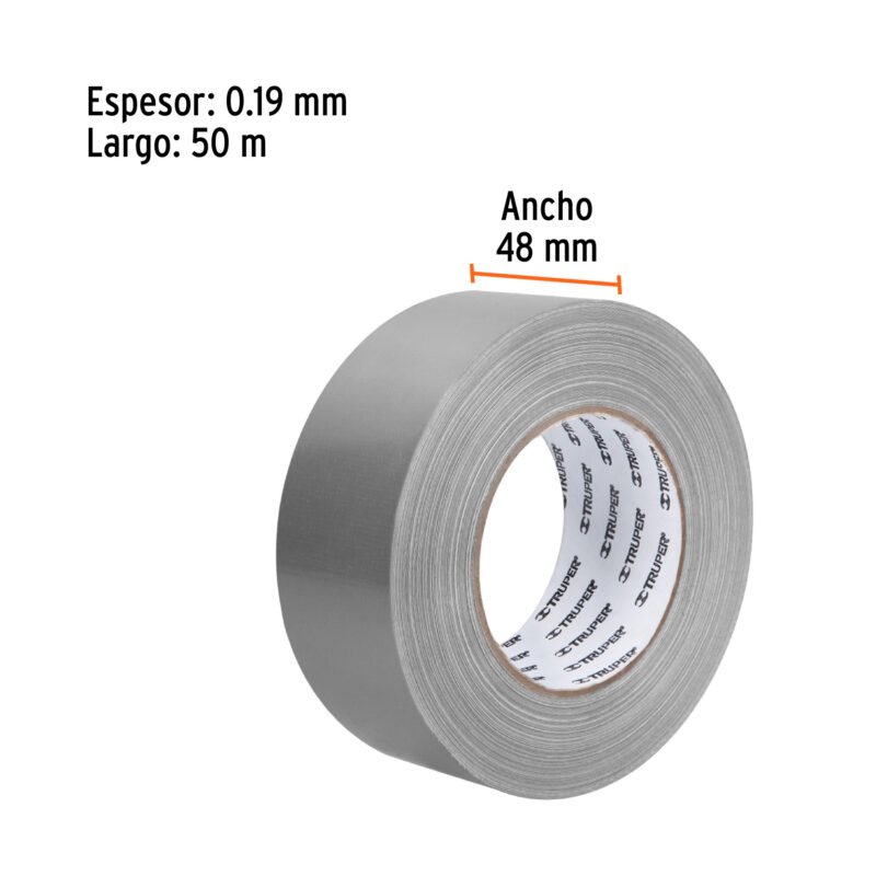 CDU-50XFC2.jpg Código: 12588 Cinta para ducto 50m x 48mm, espesor 0.19mm, Truper CDU-50X