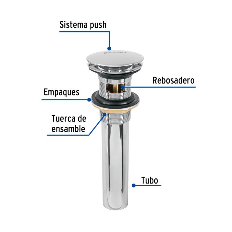 CE-226FC1.jpg Código: 45701 Contra p/lavabo, 1-1/4', con rebosadero, hongo, latón, cromo CE-226