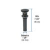 Código: 45703 Contra p/lavabo, 1-1/4', con rebosadero, hongo, latón, negro CE-226M