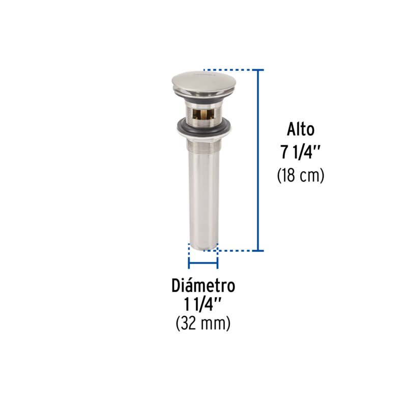 CE-226NFC2.jpg Código: 45702 Contra p/lavabo, 1-1/4', con rebosadero, hongo, latón, satín CE-226N