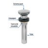 Código: 45698 Contra p/lavabo, 1-1/4', sin rebosadero, hongo, latón, cromo CE-226S