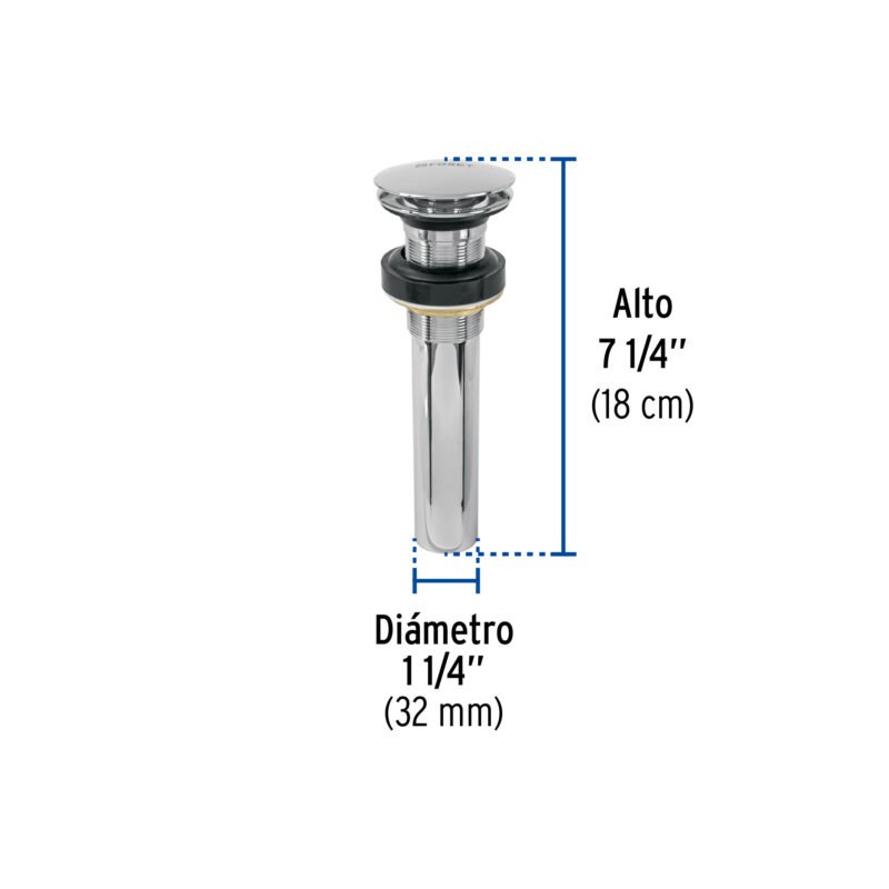 CE-226SFC2.jpg Código: 45698 Contra p/lavabo, 1-1/4', sin rebosadero, hongo, latón, cromo CE-226S