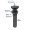 Código: 45700 Contra p/lavabo, 1-1/4', sin rebosadero, hongo, latón, negro CE-226SM