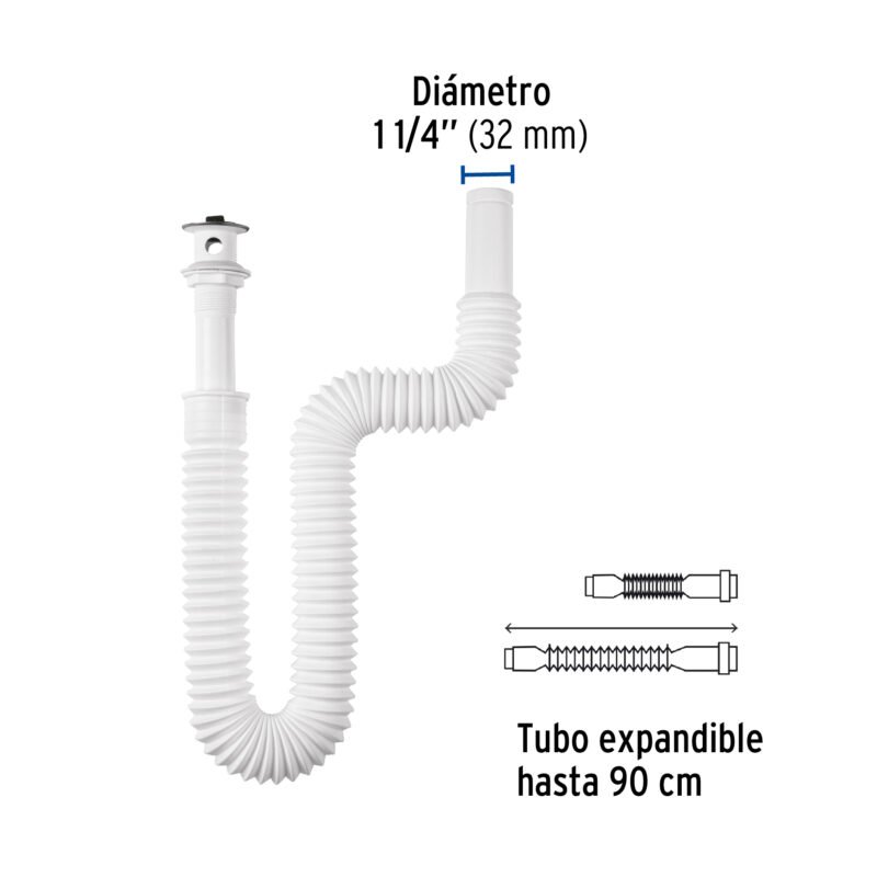 CE-245FC2.jpg Código: 45318 Céspol flexible para lavabo, 90 cm, arillo metálico, Foset CE-245
