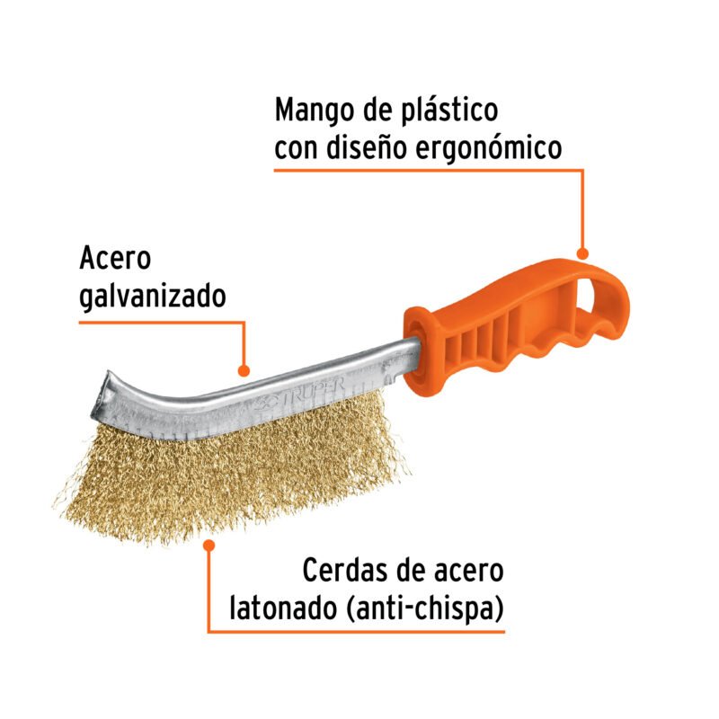 CEA-10FC1.jpg Código: 11540 Cepillo curvo anti-chispa, alambre ondulado, Truper CEA-10
