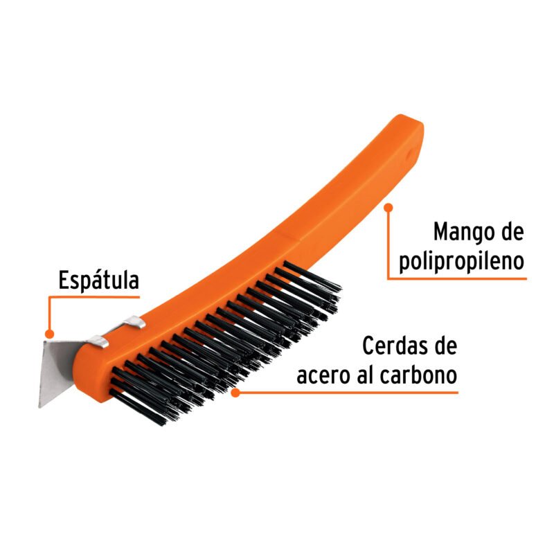 CEA-18EFC1.jpg Código: 11539 Cepillo de alambre 51 pinceles acero al carbono c/espátula CEA-18E