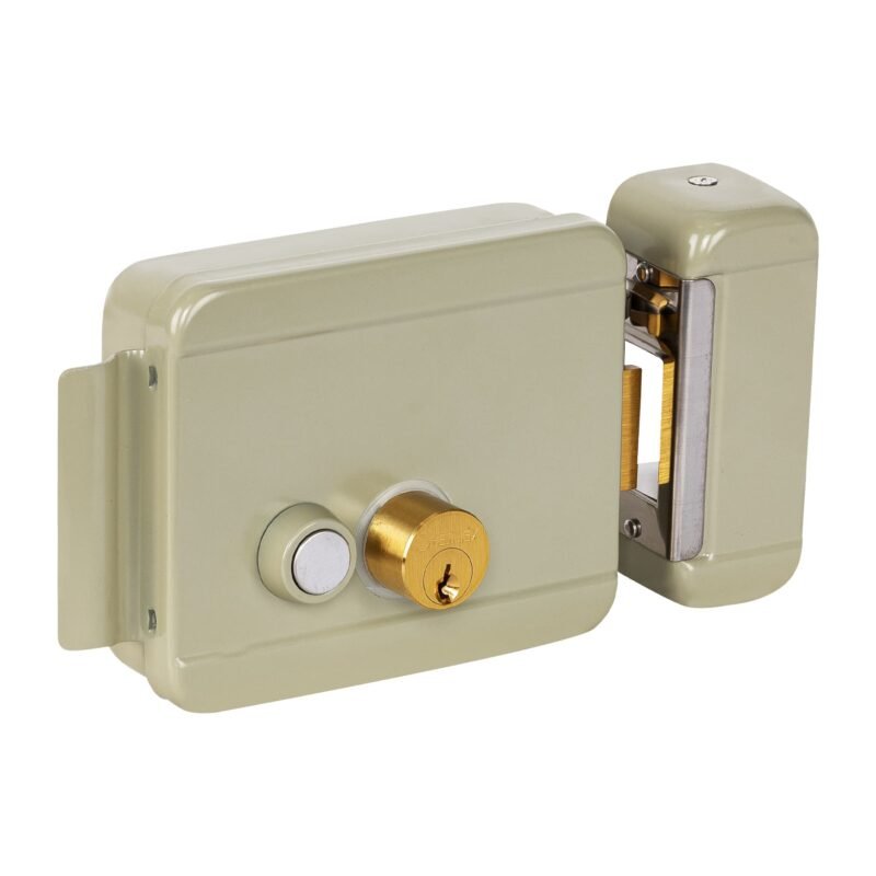 CEM-32D.jpg Código: 47979 Cerradura electromecánica con botón, derecha, HERMEX CEM-32D