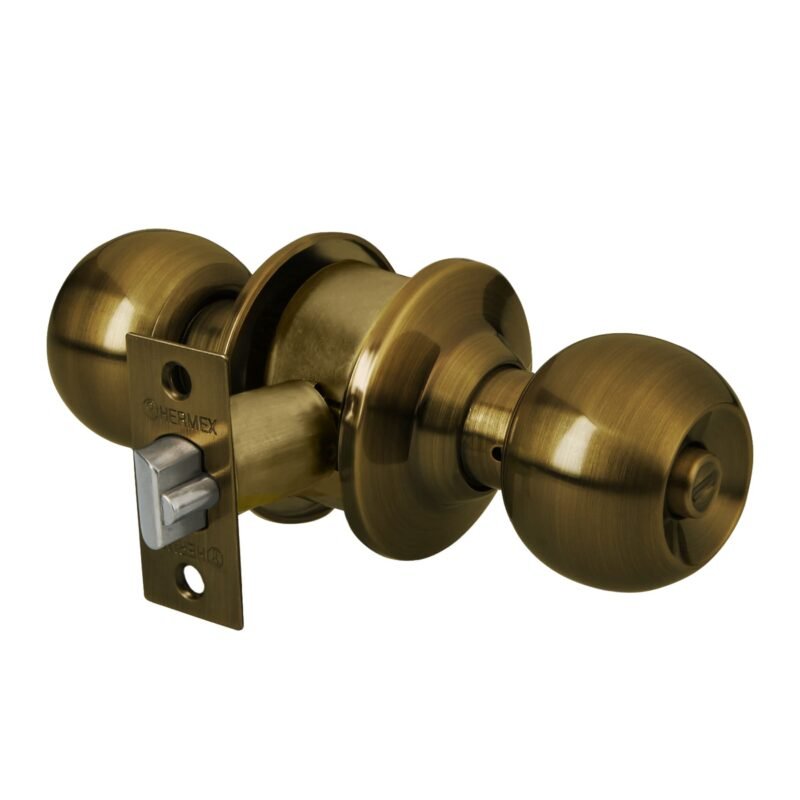 CEPO-21R.jpg Código: 43470 Cerradura tipo esfera para recámara, latón antiguo, HERMEX CEPO-21R