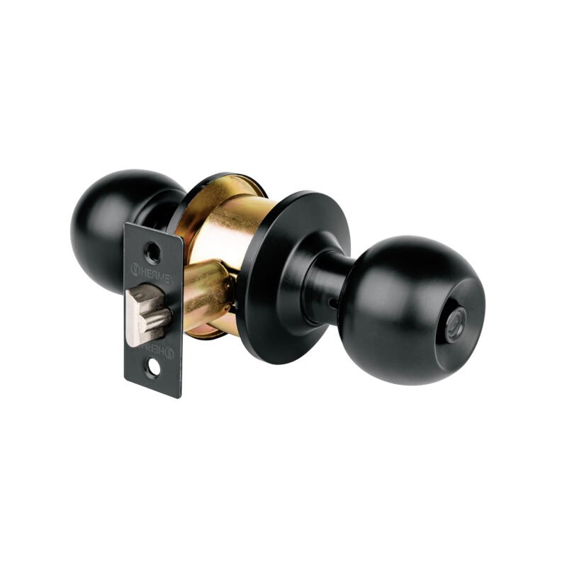 CEPO-61R.jpg Código: 47910 Cerradura pomo, negro, esfera, recámara, HERMEX CEPO-61R