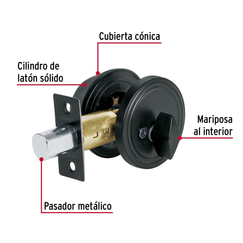 CERO-61PFC1.jpg Código: 26067 Cerrojo llave-mariposa negro, llave tradicional, BASIC CERO-61P