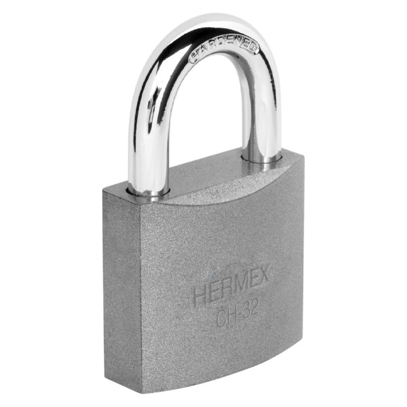 CH-32.jpg Código: 43791 Candado de hierro 32 mm gancho corto en caja, HERMEX CH-32