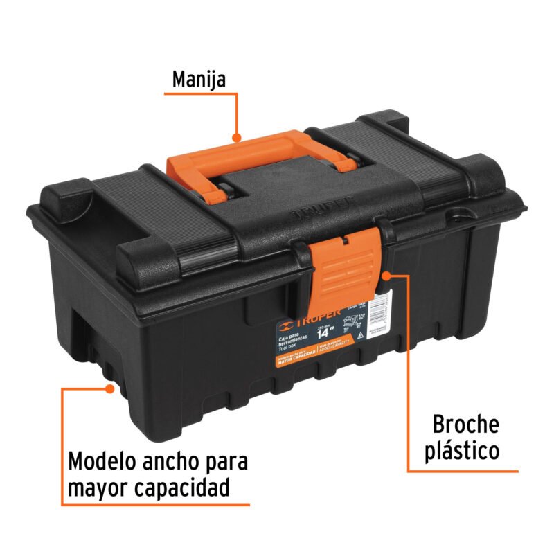 CHA-14NFC1.jpg Código: 19854 Caja para herramienta de 14' sin compartimentos, TRUPER CHA-14N
