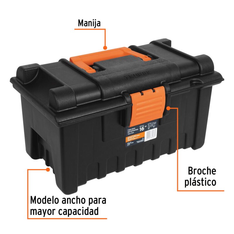 CHA-16NFC1.jpg Código: 19790 Caja para herramienta de 16' sin compartimentos, TRUPER CHA-16N