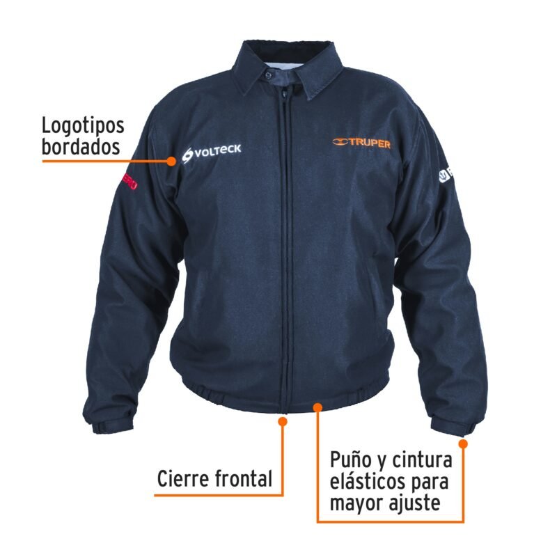 CHAM-42FC1.jpg Código: 60015 Chamarra de trabajo para hombre, azul, M, TRUPER CHAM-42