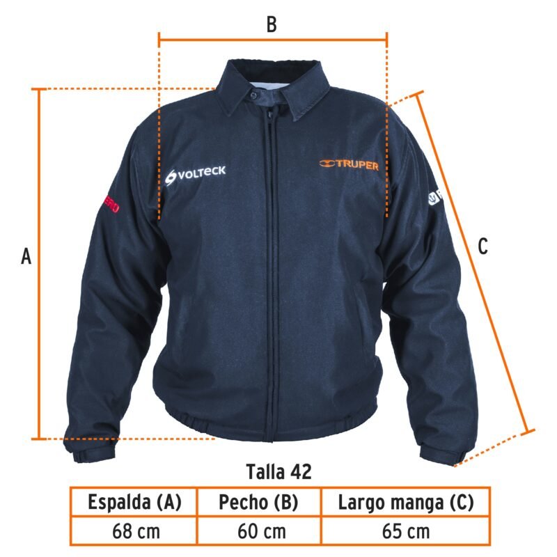 CHAM-42FC2.jpg Código: 60015 Chamarra de trabajo para hombre, azul, M, TRUPER CHAM-42