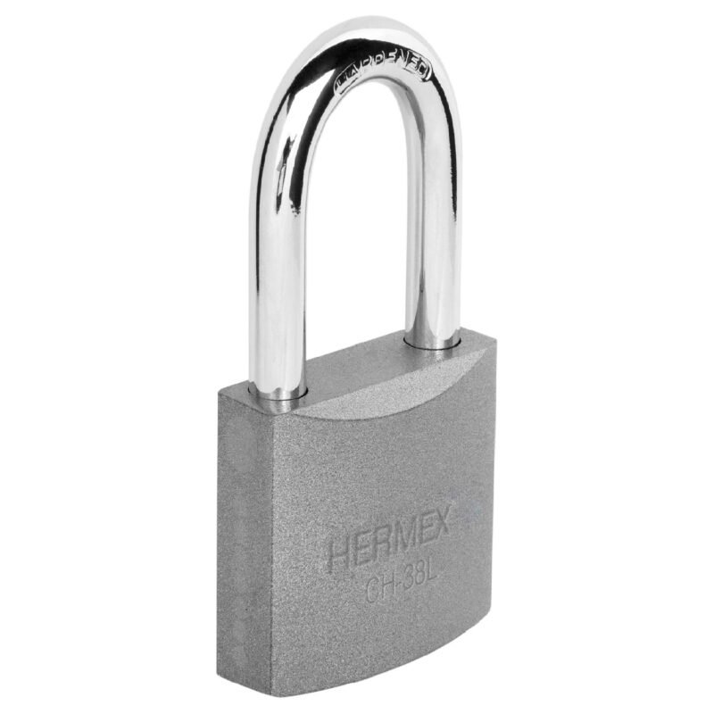 CHB-38L.jpg Código: 43326 Candado de hierro 38 mm gancho largo en blíster, HERMEX CHB-38L