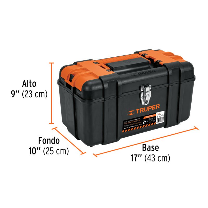 CHP-17XCFC2.jpg Código: 102434 Caja para herramienta 17' c/compartimentos,broches metálicos CHP-17XC