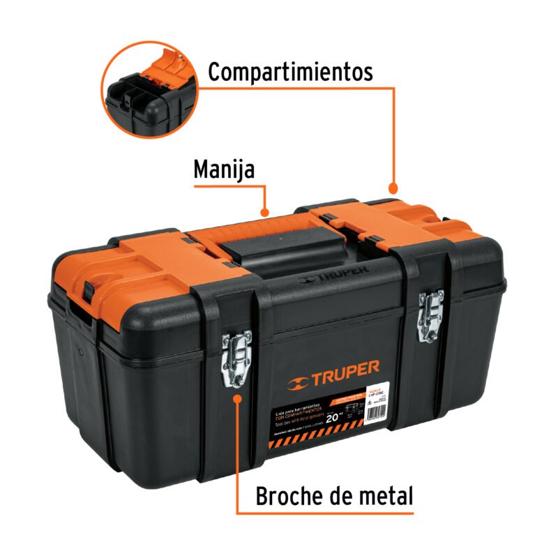 CHP-20XCFC1.jpg Código: 102435 Caja para herramienta 20' c/compartimentos,broches metálicos CHP-20XC