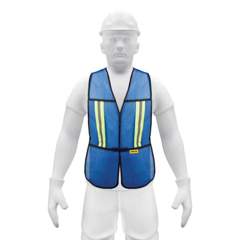 Código: 21027 Chaleco de seguridad con cintas reflejantes, azul, Pretul CHS-200A