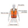 Código: 13480 Chaleco seguridad reforzado naranja con bolsas, G, Expert CHS-800N-L