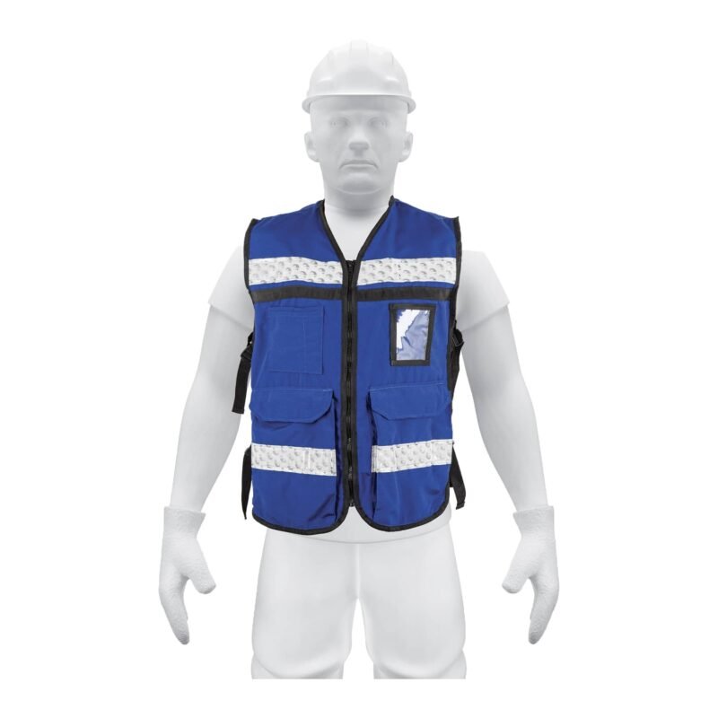 Código: 14670 Chaleco brigadista con cintas reflejantes, color azul rey CHS-900AR