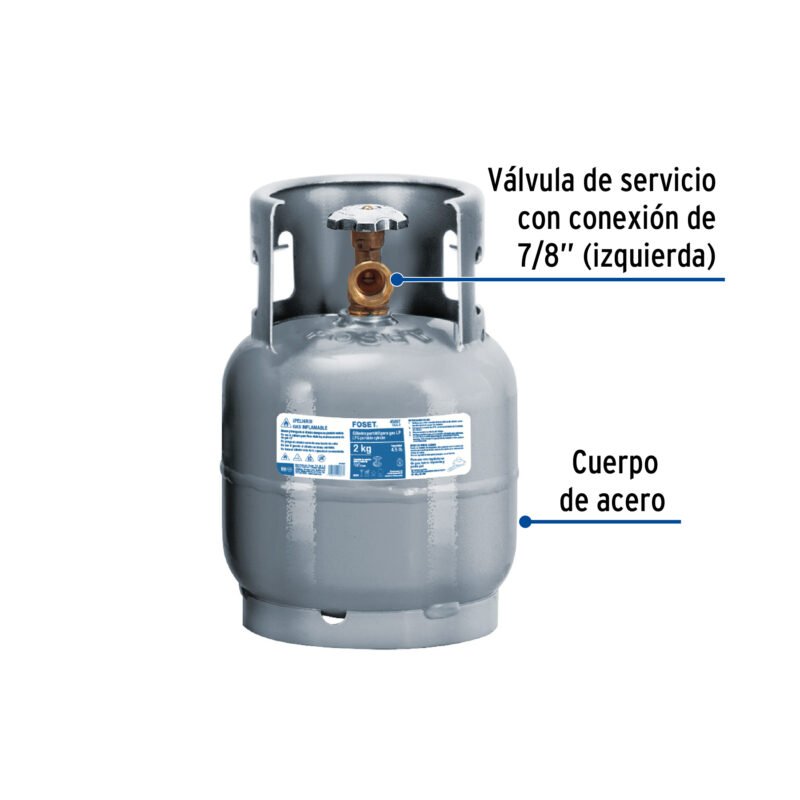 CILG-2FC1.jpg Código: 45887 Cilindro portátil para gas LP, 2kg (4.5lb) Foset CILG-2