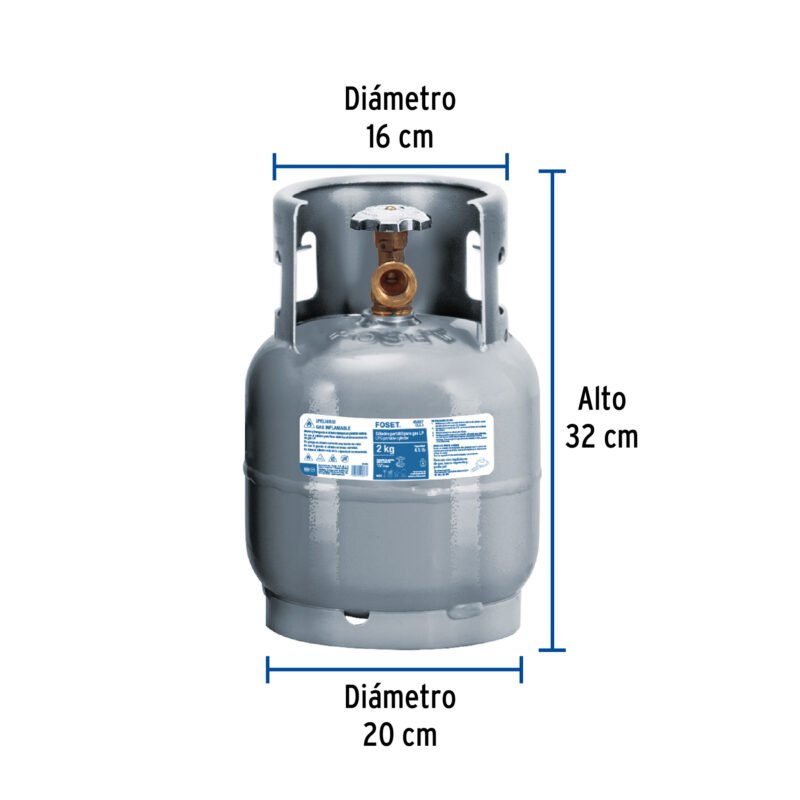 CILG-2FC2.jpg Código: 45887 Cilindro portátil para gas LP, 2kg (4.5lb) Foset CILG-2