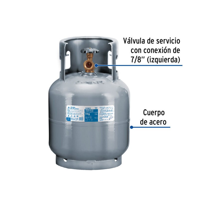 CILG-4FC1.jpg Código: 45888 Cilindro portátil para gas LP, 4kg (9lb) Foset CILG-4