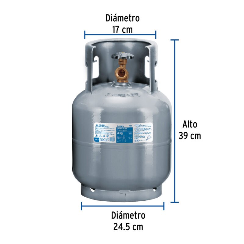 CILG-4FC2.jpg Código: 45888 Cilindro portátil para gas LP, 4kg (9lb) Foset CILG-4