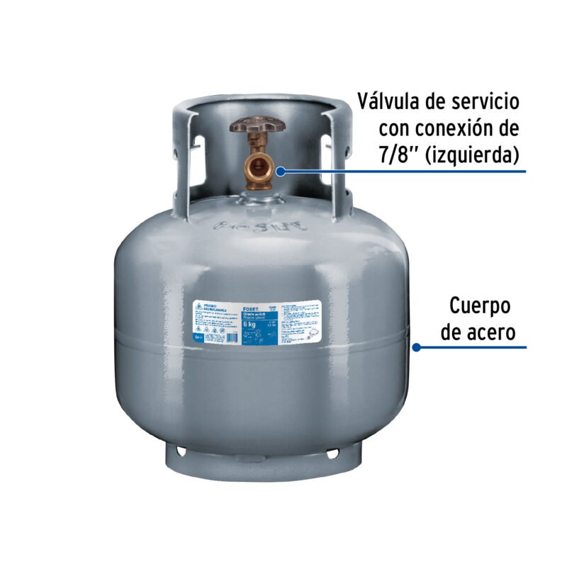 CILG-6FC1.jpg Código: 45889 Cilindro portátil para gas LP, 6kg (13lb) Foset CILG-6