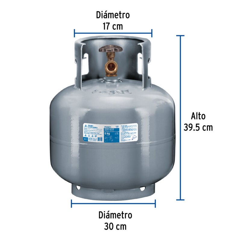 CILG-6FC2.jpg Código: 45889 Cilindro portátil para gas LP, 6kg (13lb) Foset CILG-6
