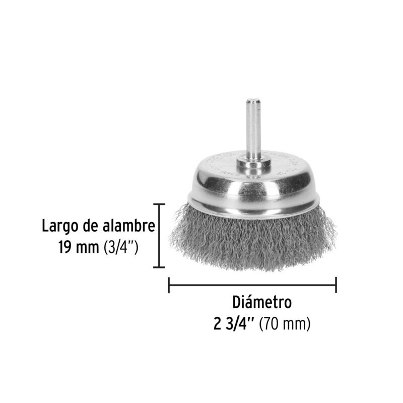 CO-3PFC2.jpg Código: 21005 Carda de copa 2-3/4' alambre grueso para taladro, Pretul CO-3P