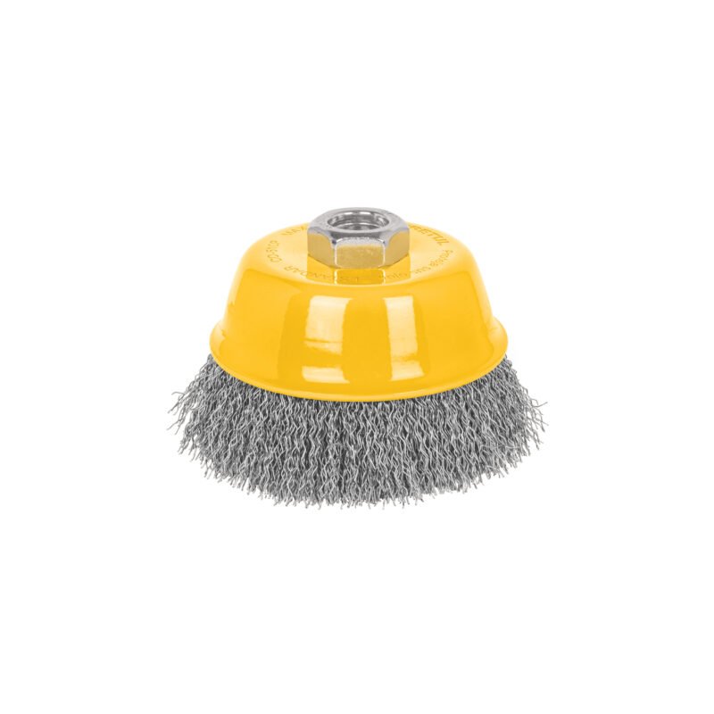 Código: 28263 Carda copa 4' alambre ondulado fino, eje 5/8'-11, Pretul CO-510P