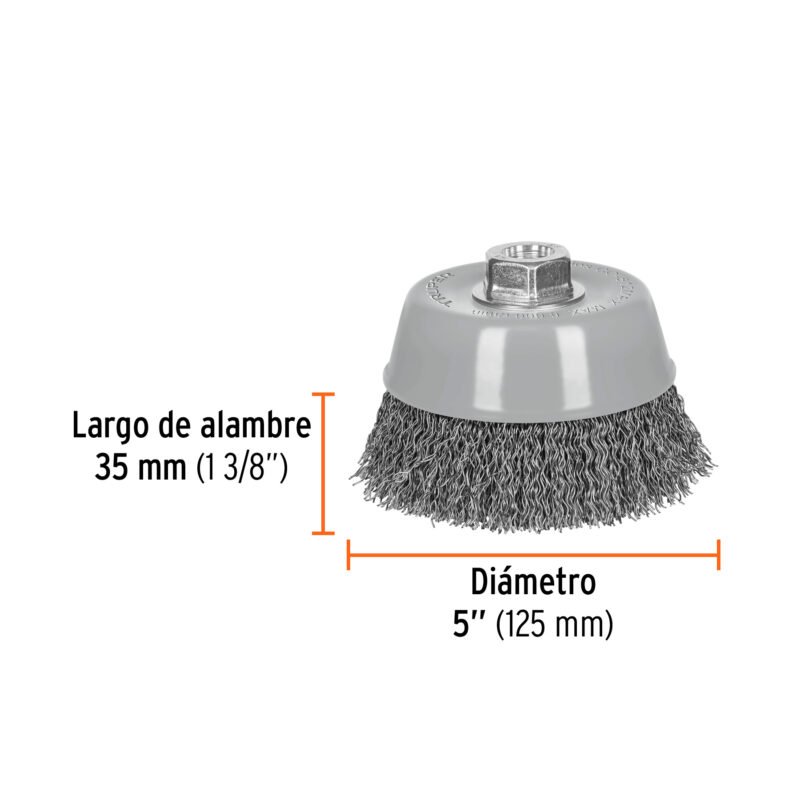CO-512MRXFC2.jpg Código: 100870 Carda copa 5' alambre ondulado grueso, Multi-rosca, Truper CO-512MRX
