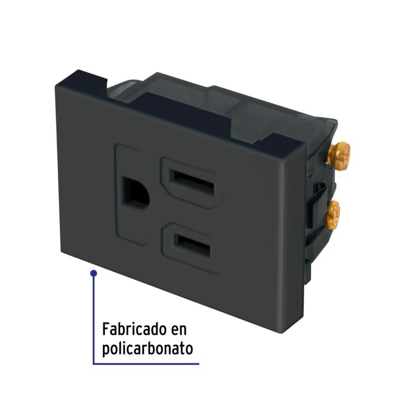 Código: 47992 Contacto aterrizado, 1.5 módulos, línea Española, negro COA15-EN