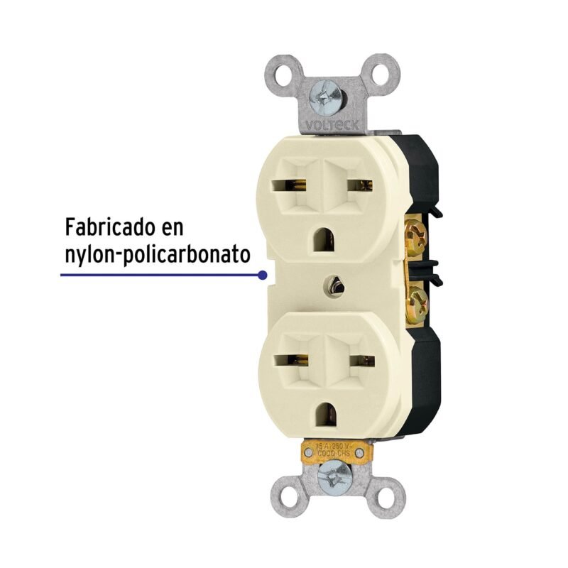 Código: 46104 Contacto dúplex, cara de chino, Standard, marfil, Volteck CODO-CHS