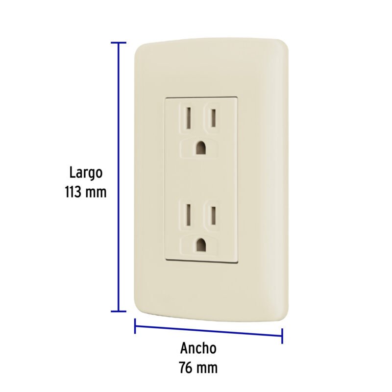 Código: 48110 Contacto dúplex aterrizado, color marfil, línea Italiana CODO-I