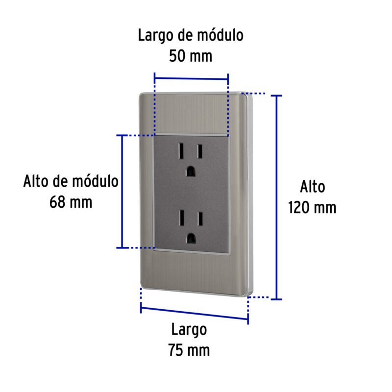 CODO-LAFC2.jpg Código: 47849 Placa armada acero inox contacto dúplex 3 módulos, Lisboa CODO-LA