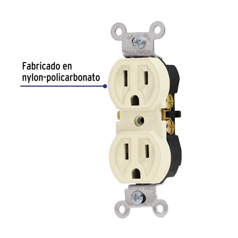 CODO-SFC1.jpg Código: 46102 Contacto dúplex, 2 polos 3 hilos, Standard, marfil, Volteck CODO-S
