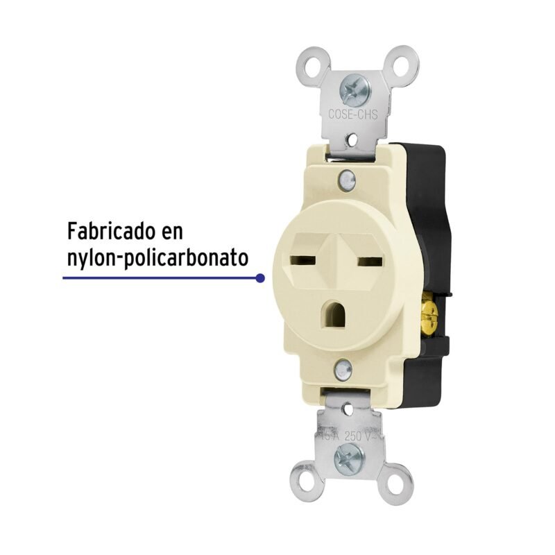 Código: 46110 Contacto sencillo, cara de chino, Standard, marfil, Volteck COSE-CHS