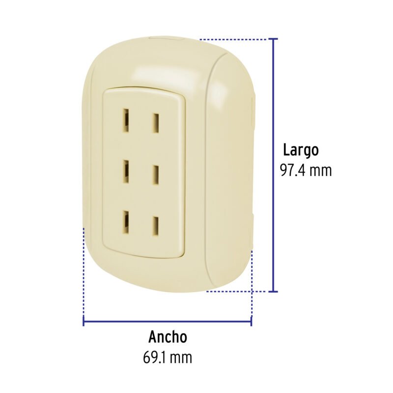 Código: 47351 Contacto de sobreponer triple sin tierra, Volteck COSO-T