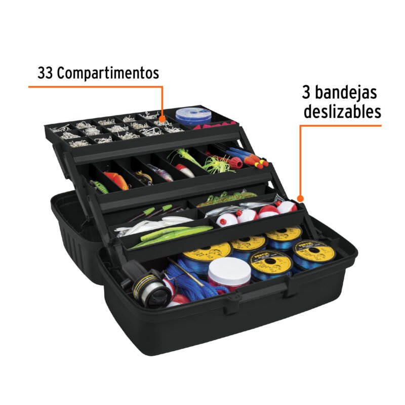 CPE-16NFC1.jpg Código: 10539 Caja para pesca de 16' con 3 bandejas deslizables, Truper CPE-16N