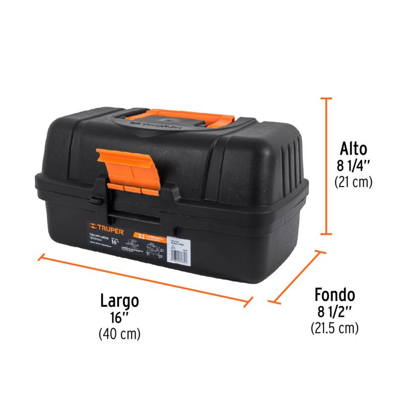 CPE-16NFC2.jpg Código: 10539 Caja para pesca de 16' con 3 bandejas deslizables, Truper CPE-16N