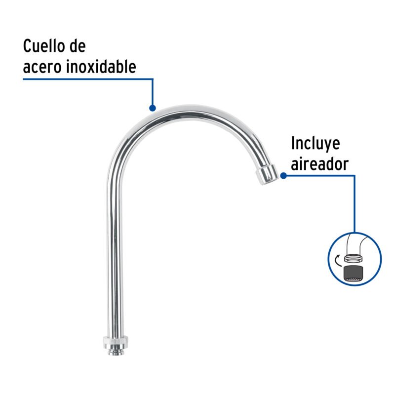 CR-321FC1.jpg Código: 45718 Cuello alto/curvo para mezcladora de fregadero, cromo, Basic CR-321