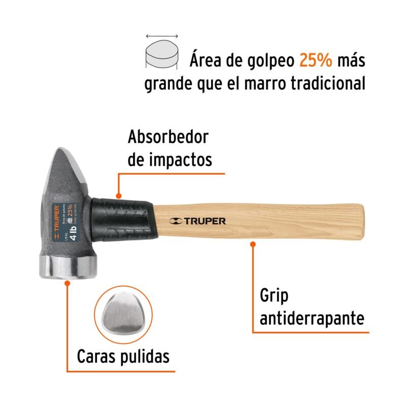 CRP-4HXFC1.jpg Código: 11253 Marro para herrería 4 lb mango 12', Truper CRP-4HX