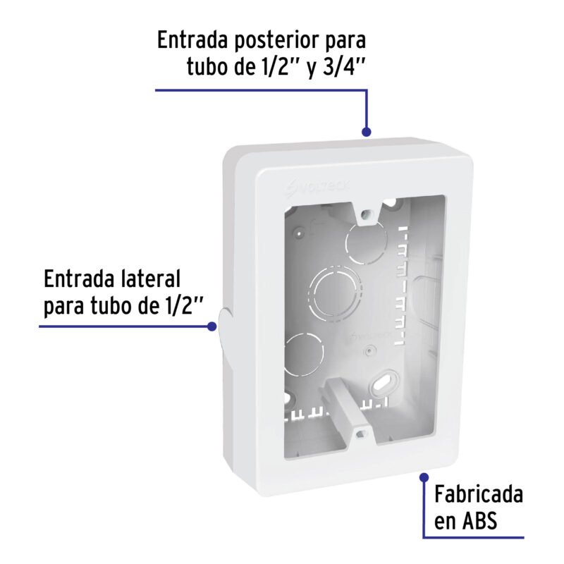 CRU-3X5FC1.jpg Código: 40141 Caja de contactos para canaleta 3' x 5', blanca, Volteck CRU-3X5