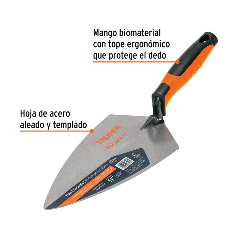 CT-11BFC1.jpg Código: 11234 Cuchara para albañil 11' forjada tipo Filadelfia,mgo Comfort CT-11B