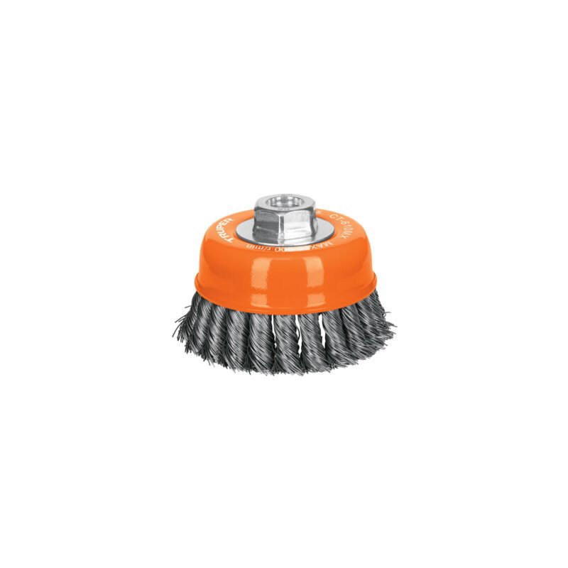 Código: 17532 Carda copa 4' alambre trenzado grueso, eje M14, Truper CT-610MX